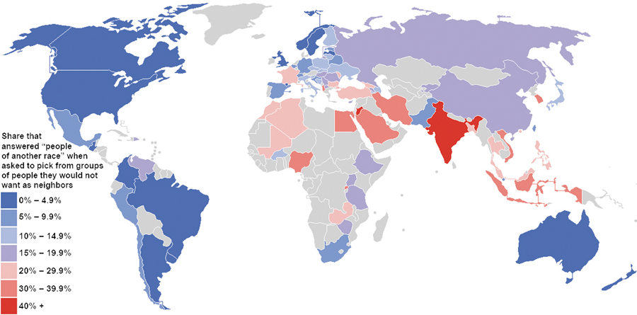 Most and Least Racially Tolerant Countries