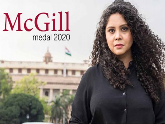 Rana Ayyub Gets Mcgill Medal 2020  For Journalist Courage