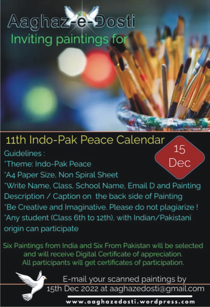 Indian and Pakistani Students’ Artwork for  a Joint Peace Calendar Promotes Peace